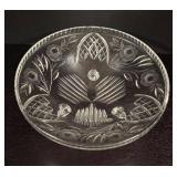 LR - Cut Crystal Vintage Footed Bowl with Floral and Lattice Design