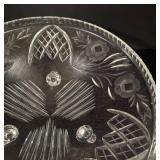 LR - Cut Crystal Vintage Footed Bowl with Floral and Lattice Design