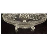 LR - Cut Crystal Vintage Footed Bowl with Floral and Lattice Design
