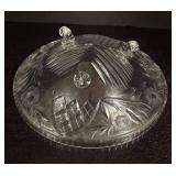 LR - Cut Crystal Vintage Footed Bowl with Floral and Lattice Design