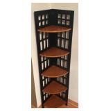 LR - Wooden Corner Shelf Unit with Black Lattice Sides