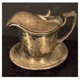 K - Vintage Commodore Hotel Silver Soldered Creamer and Miniature Goblet