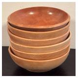 LR - Set of 8 Vintage Woodpecker Wood Ware Hand Made Wooden Bowls