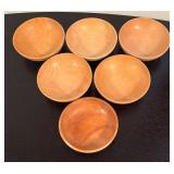LR - Set of 8 Vintage Woodpecker Wood Ware Hand Made Wooden Bowls