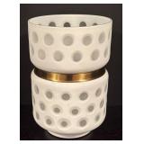 K - White Polkadot Glass Vase with Gold Tone Accent
