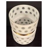 K - White Polkadot Glass Vase with Gold Tone Accent