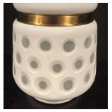K - White Polkadot Glass Vase with Gold Tone Accent