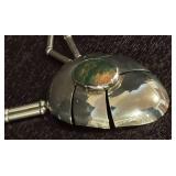 K - Statement Silver Plated Necklace with Stone Pendant