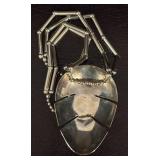 K - Statement Silver Plated Necklace with Stone Pendant