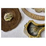 Variety of Vintage Trunk Hardware Parts & Nails plus 2 Leather Handles