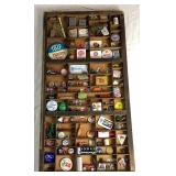 Vintage Wood Printers Letter Tray Display Filled with Assorted Memorabilia