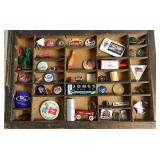 Vintage Wood Printers Letter Tray Display Filled with Assorted Memorabilia