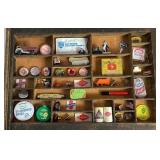 Vintage Wood Printers Letter Tray Display Filled with Assorted Memorabilia