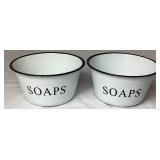 Vintage Toiletries Enamelware Bundle - Wall Mount Shave Stand/Soap Stand, Farmhouse Wash Basin, 2 Soap Bowls and 1 Toiletries Bowl