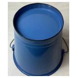 Vintage Blue Enamelware Bundle - Basin Bowl, Pictcher, Biscuit Jar, Dipper, Blue Speckled Bowl and Blue Pail and Butter Warmer