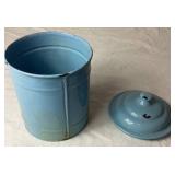Vintage Blue Enamelware Bundle - Basin Bowl, Pictcher, Biscuit Jar, Dipper, Blue Speckled Bowl and Blue Pail and Butter Warmer