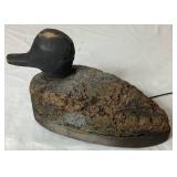 Vintage Brass Mallard Duck Bookends and Antique Hand Carved Cork Duck Decoy