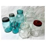 Vintage Blue Ball Jars and Storage Glass Jar Bundle
