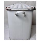 Vintage White & Dark Blue Enamelware Kitchen Bundle - Bread Tin, Flour Pot, Flour & Starch Containers