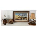 Bird Lover Collection - Bird Houses, Schmidt Brewing Print "Early Morning Arrival" 74/350 C. E. Pearson  and Canada Goose Lamp