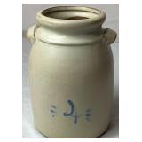 Cream & Blue Bundle of Pottery and Enamelware Milk Pitcher