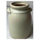 Cream & Blue Bundle of Pottery and Enamelware Milk Pitcher