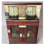 3D French Bistro Café Storefront Wall Cabinet and Espresso Ceramic Utensil Holder