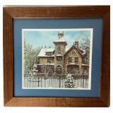 Smead Manufacturing Company 6 Vintage Christmas Card Prints and Framed Print of General William G. LeDuc Mansion in Hastings, MN