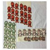 Large Lot of Vintage Moodie Sticker Sets, Happy, Sad & Sexy plus Vintage Stick On Moodie Patches/Appliques