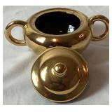 Bram MCM Gold Lustre Tea Set - 6 saucers & cups, Teapot, Cream & Sugar Dishes