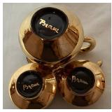 Bram MCM Gold Lustre Tea Set - 6 saucers & cups, Teapot, Cream & Sugar Dishes