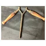 Vintage Chamber Kerosene Lamp with Glass Chimney and Vintage Curling Iron