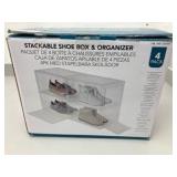 Stackable Shoe Box & Organizer - 4 Pack