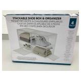 Stackable Shoe Box & Organizer - 4 Pack