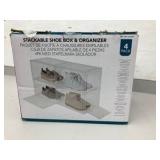 Stackable Shoe Box & Organizer - 4 Pack