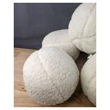 6 White Decorative Ball Pillows - Brand New
