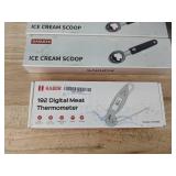 9 Piece Kitchen Accessories - Ice Cream Scoops, Grater, Thermometer, Spatulas - Brand New