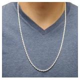 Rope Necklace, 925 Sterling Silver, 20-inch length, 3mm width - Brand New