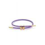 2 Bracelets: Braided Pink & Purple Rope With Gold H Clasp - Brand New