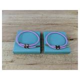 2 Bracelets: Braided Pink & Purple Rope With Gold H Clasp - Brand New