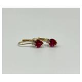 10k Gold Heart-Shaped Ruby Jewelry Set with Necklace and Earrings