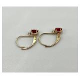 10k Gold Heart-Shaped Ruby Jewelry Set with Necklace and Earrings