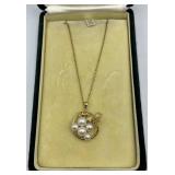 Mikimoto Cultured Pearl and Gold Pendant Necklace with Original Box and Receipt