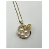 Mikimoto Cultured Pearl and Gold Pendant Necklace with Original Box and Receipt