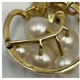 Mikimoto Cultured Pearl and Gold Pendant Necklace with Original Box and Receipt