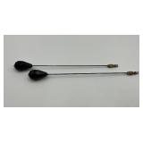 Pair of Vintage Black Glass Hat Pins with Brass Ends and Box