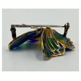 Colorful Butterfly Enamel and Metal Brooch Pin