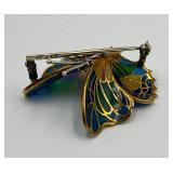 Colorful Butterfly Enamel and Metal Brooch Pin