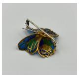 Colorful Butterfly Enamel and Metal Brooch Pin
