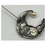 Jezaine Sterling Silver Santa Moon Brooch